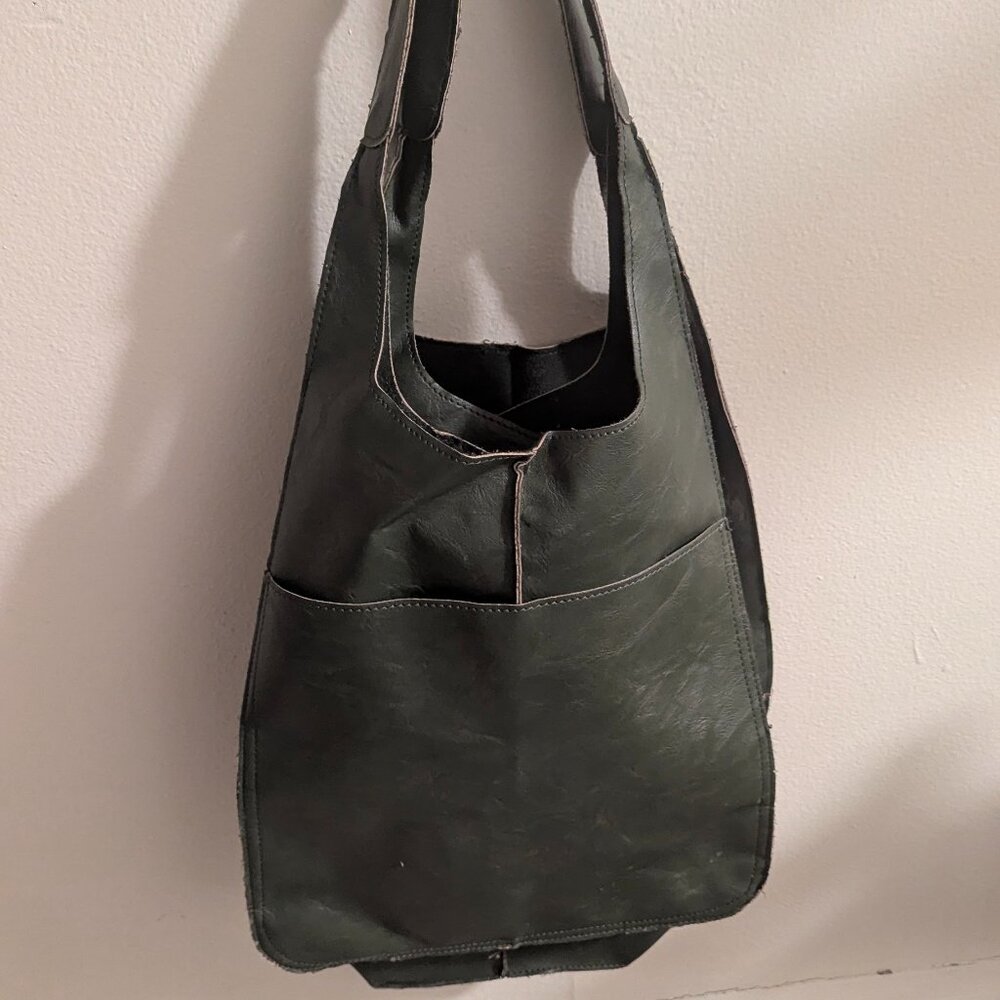 Dark green pleather purse